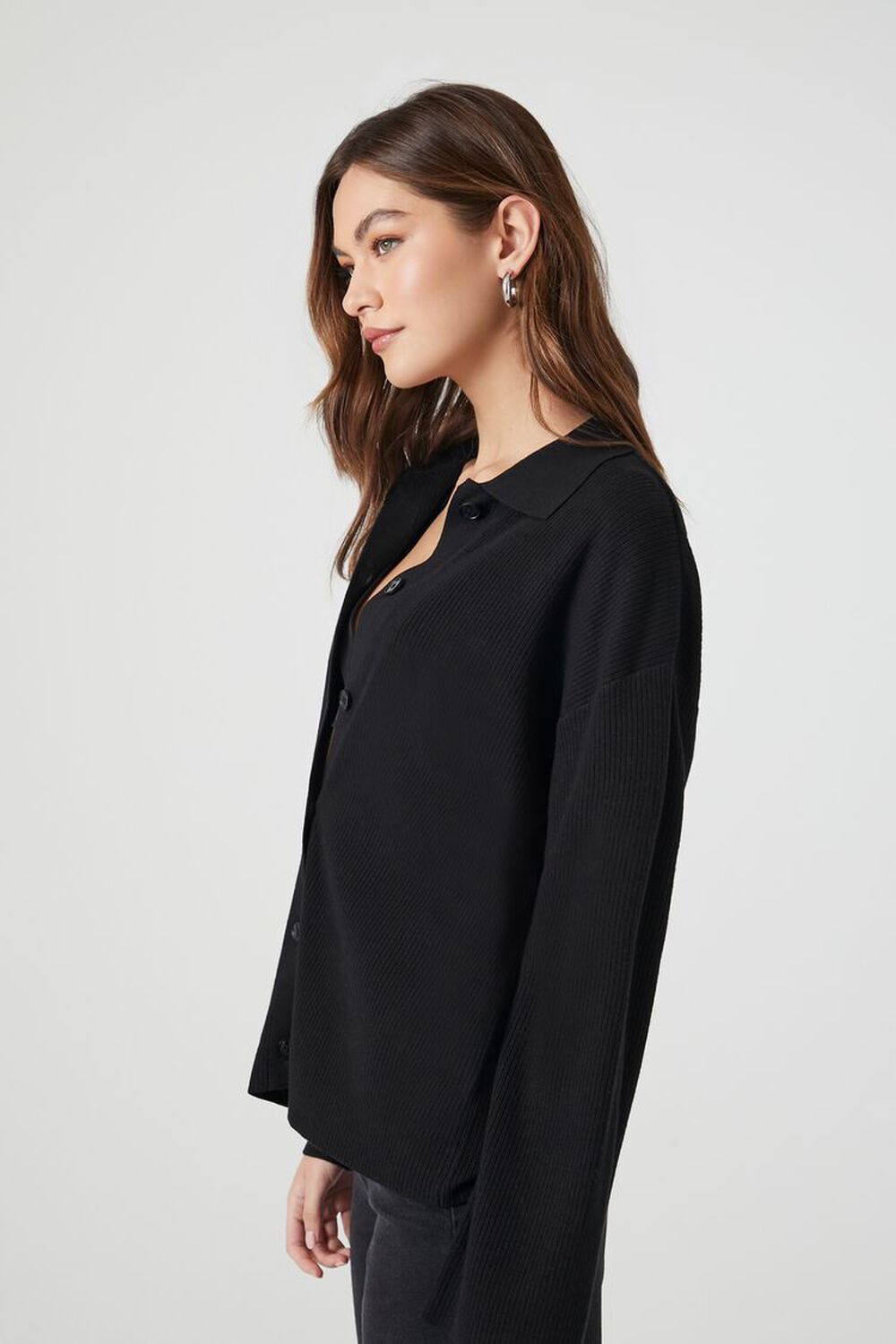 Ribbed Knit Long-Sleeve Shirt